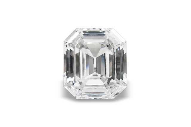 Rectangular clear diamond against a white background