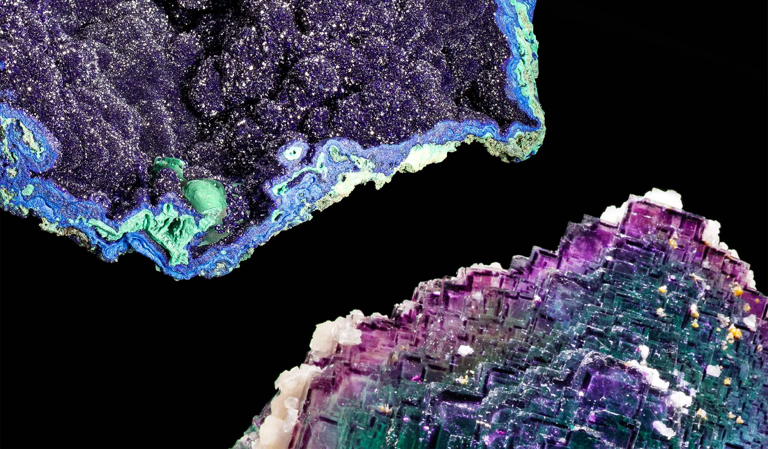 Spiky and crystallized minerals against a black background