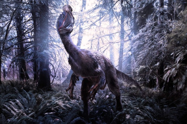 artist&#039;s rendering of a cryolophosaurus