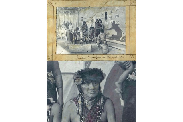 Anthro - Animal Parts: Historic photo of Jivaro at  Exposition in Guayquil, Ecuador