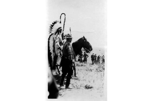 P-075-14-012a, William S. Hart standing next to Standing Bear
