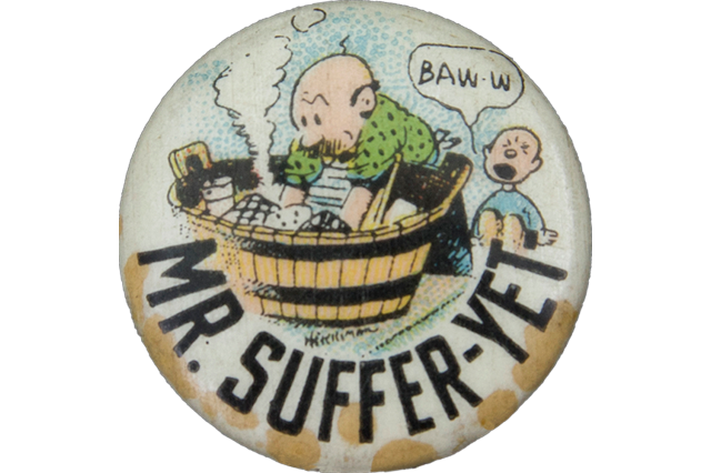 Mr. Suffer-Yet political button Spanish