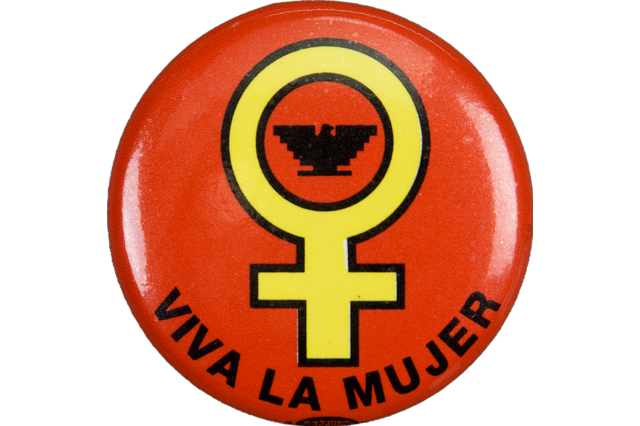 viva la mujer united farm workers political button spanish