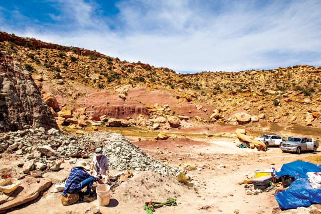 A site in the desert of Utah where excavations occur