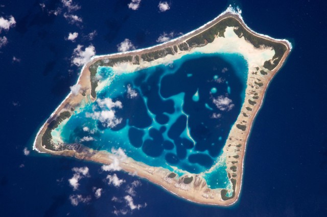 Overhead view of Atafu Atoll in Tokelau