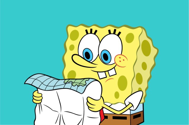 spongebob with map