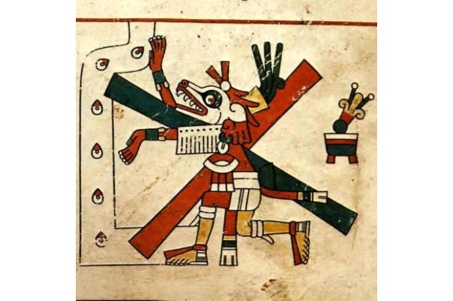 Aztec god of death Xolotl depicted on painting 