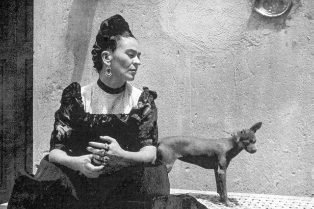 Frida Kahlo and Mexican Hairless Dog