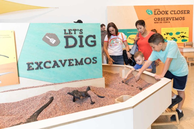 Visitors digging in the Paleo Play Zone