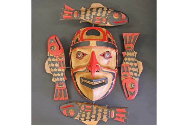 Salmon mask by Richard Hunt [Kwakiutl/Kwagiutl (Kwakwaka&#039;wakw)], 2008. Vancouver Island, British Columbia. NHM# F.P.4.2009-26