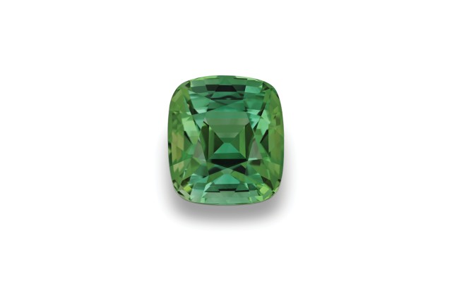 Rectangular green gem on a white background