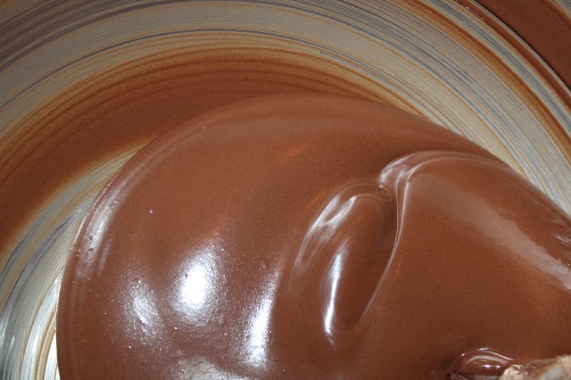 Liquid chocolate in a bowl from above