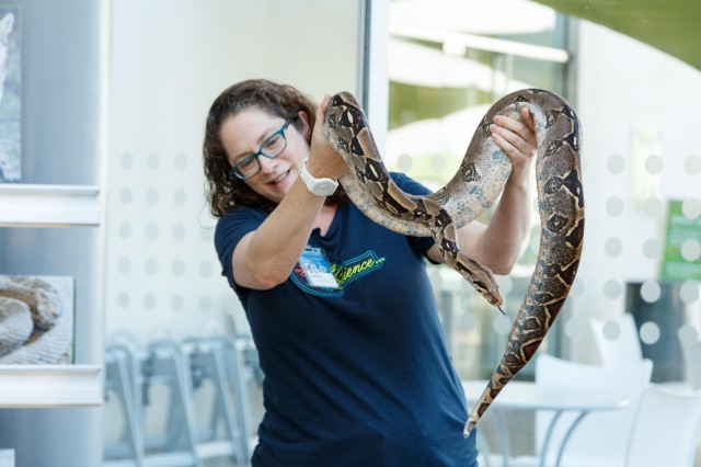 Leslie Gordon holding a snake