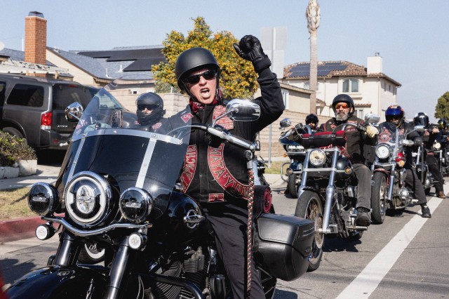 Redrum MC ride together down the highway