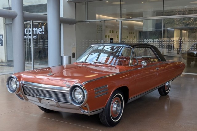 Copper-colored 1963 Chrysler Turbine car on a