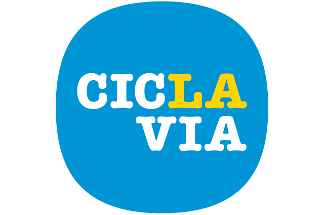 A blue circle has the name "CicLAvia" with the "LA" in yellow text
