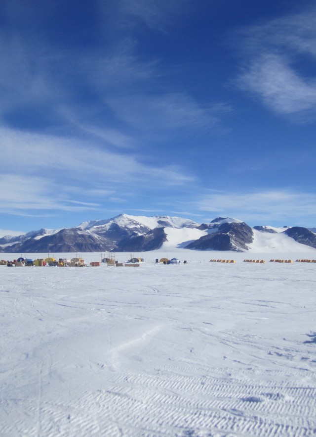 Shackleton Glacier camp and Cumulus Hills in Antarctica