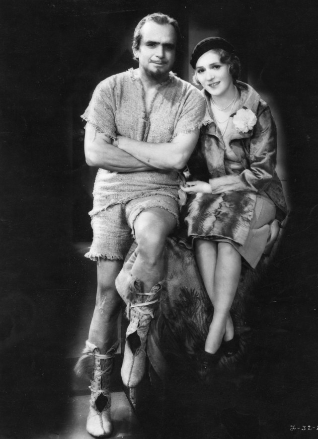 Mary Pickford visiting husband Douglas Fairbanks (in costume) on the set of his 1932 film, Mr. Robinson Crusoe