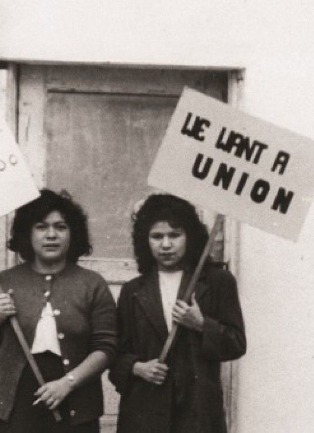 Striking female workers