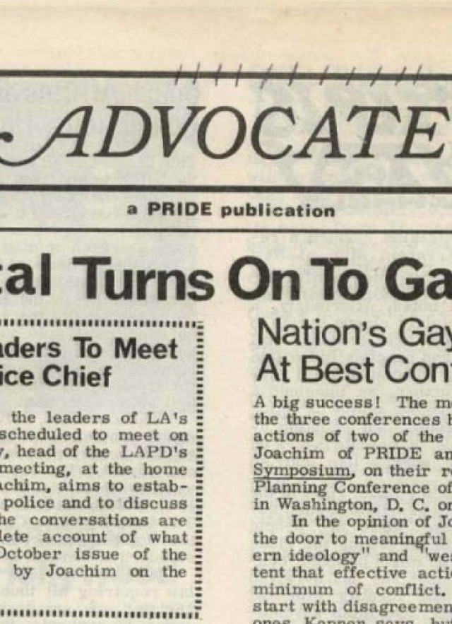 The Advocate First Issue Headline 