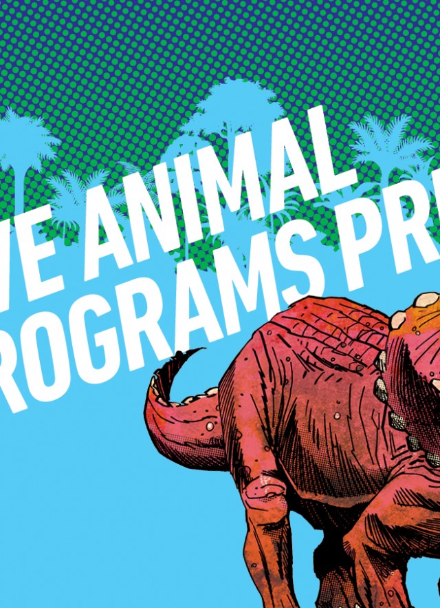 Dino Fest logo and title of program next to image of a Triceratops