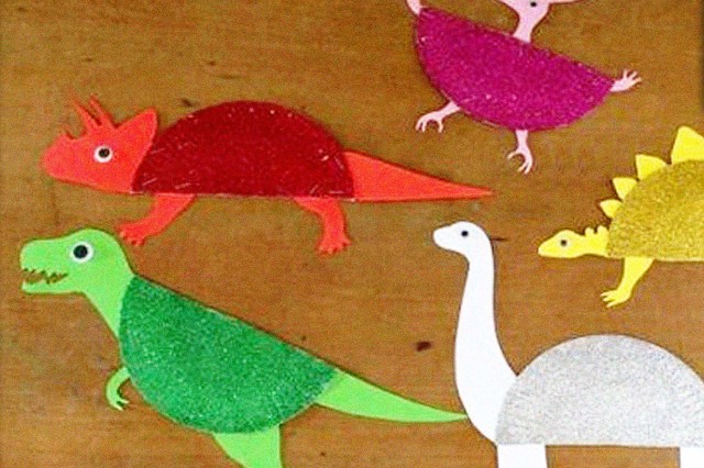 Colorful dinosaur crafts out of paper plates