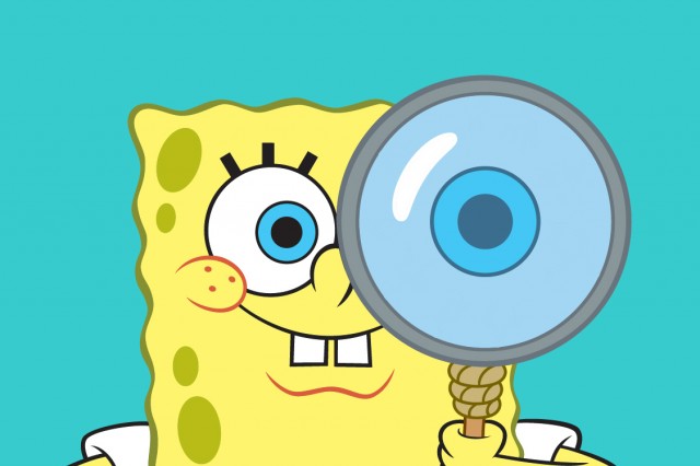 spongebob with magnifying glass