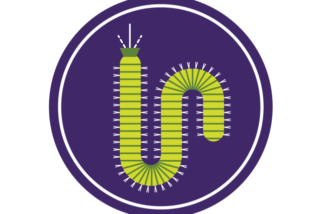 a green spiky worm on a purple background
