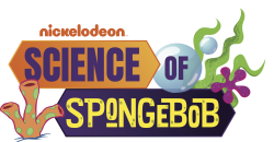 Science of Sponge Bob on orange, blue, and black rectangular shapes