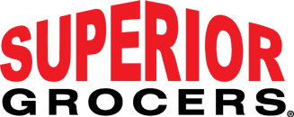 Superior Grocers in red and black capital letters