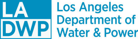 LADWP in white and blue letters next to Los Angeles Department of Water & Power
