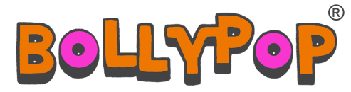 BollyPoP in capital orange and pink letters