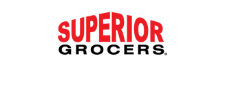 Superior in red capital letters on top of Grocers in black capital letters