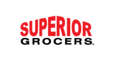 Superior in red capital letters on top of Grocers in black capital letters