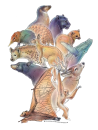 Kangaroo, bear, bat, and other mammals stacked together