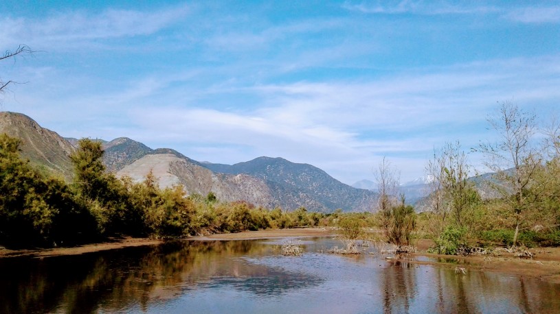 View of San Gabriel River towards the mountains