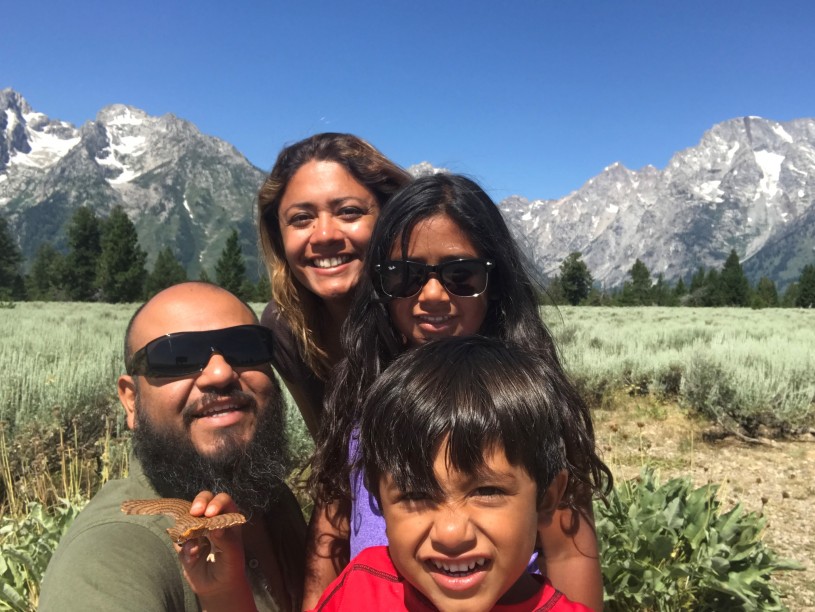 Marcos and his family at the Grand Tetons