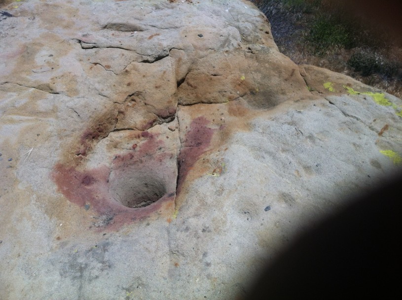 Tataviam mortars in a rock, near Castaic Lake.