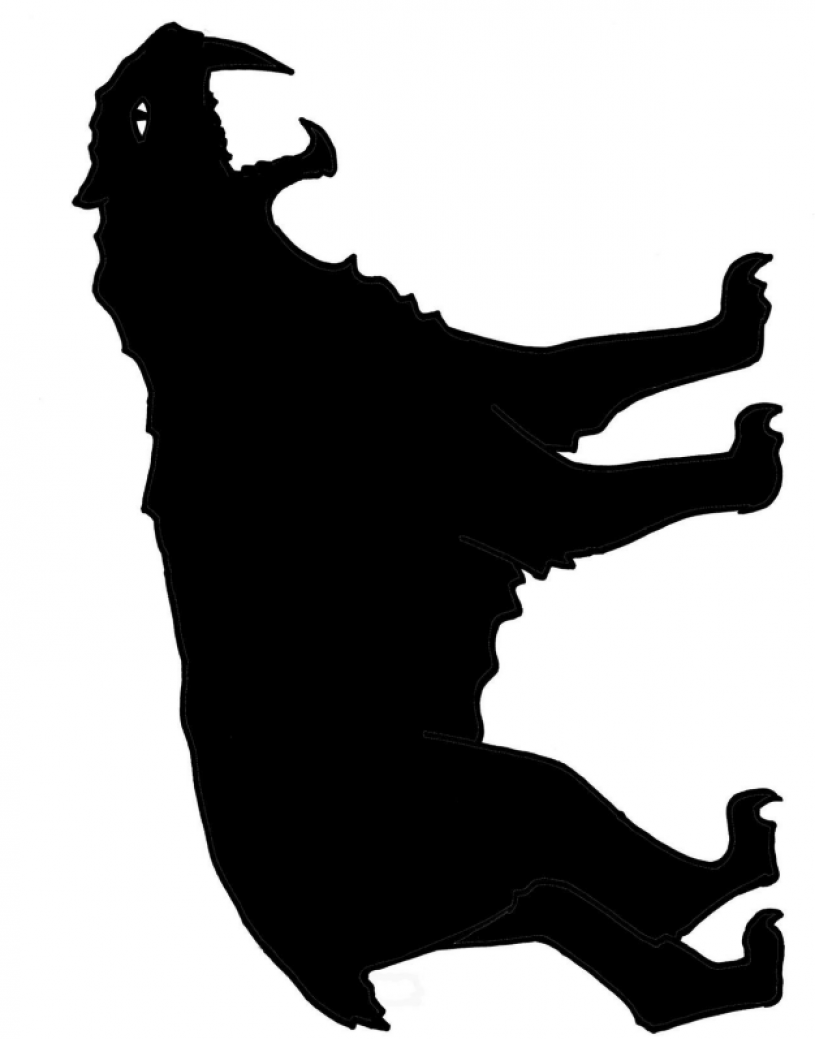 Full-body template of saber-toothed cat shadow puppet