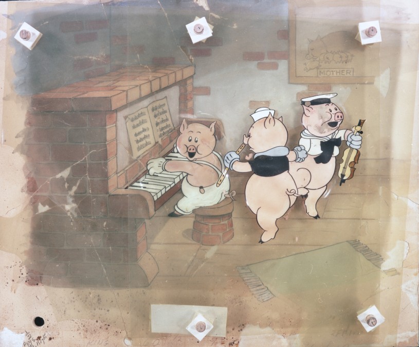 The Three Little Pigs Animation cel. 