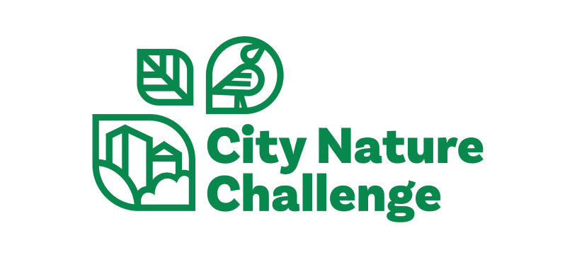 City Nature Challenge Logo with city, left, and bird icons