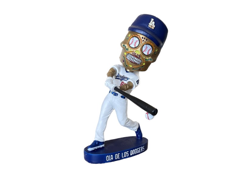bobblehead of a Day of the Dead style dodger bobblehead 