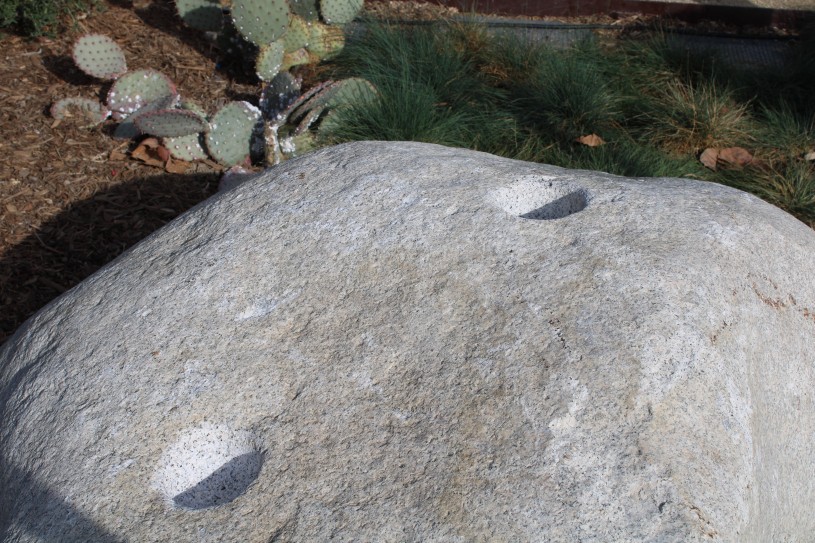 NHM Commons Plaza bedrock mortar 