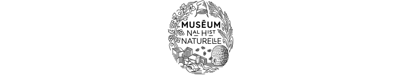 Circular design of leaves and berries, buildings, and water around Museum Nal Hist Naturelle in black text
