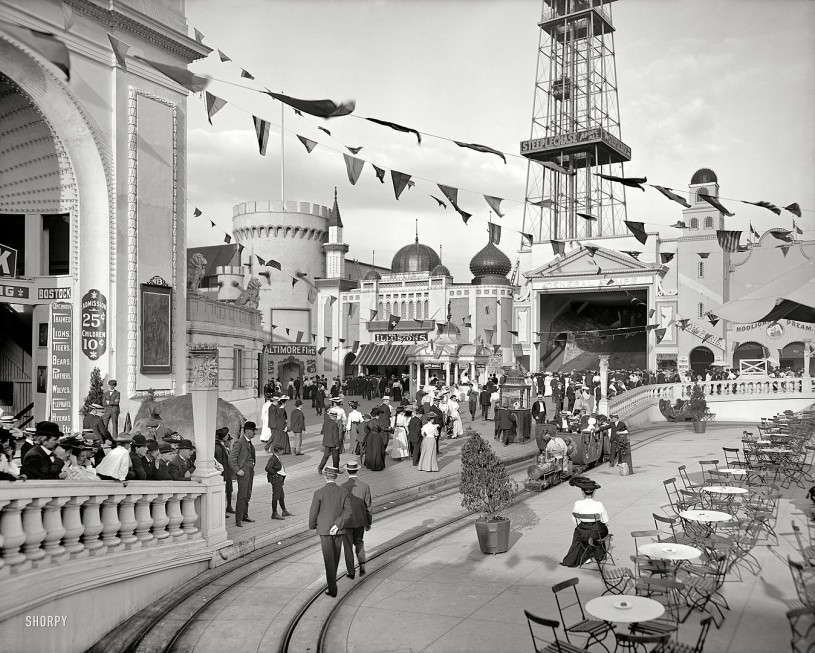 An amusement park in Coney Island circa 1905